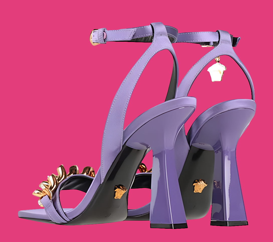 Versace Medusa 110mm Chain High Heeled Sandals
Deep Fuchsia Satin