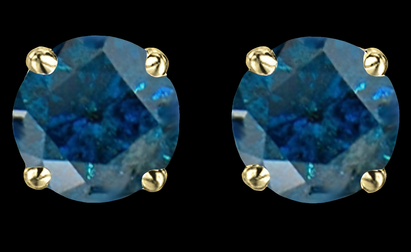 Round Cut Blue Diamond Ladies Stud earrings
Total Diamond Weight 2 carats