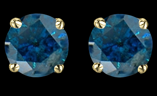 Round Cut Blue Diamond Ladies Stud earrings 
Total Diamond Weight	2 carats