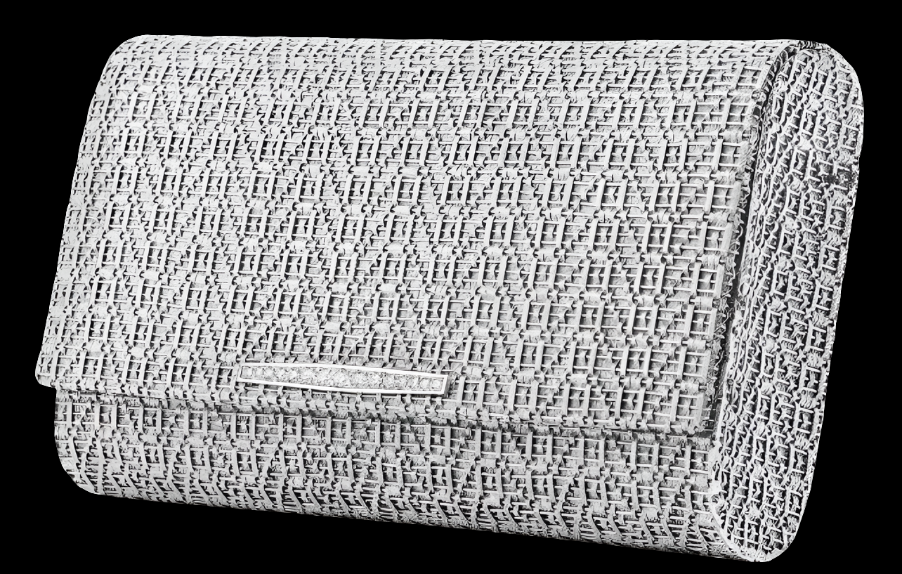 1960's Diamond Ladies Italian 18K White Gold Clutch Purse