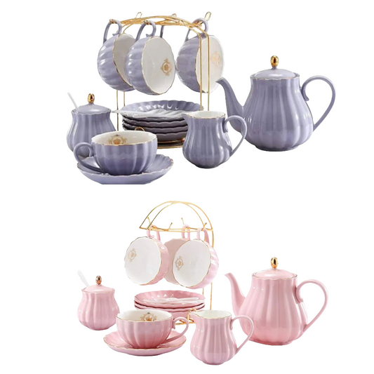 ROYAL COLLECTION 16 Pieces Porcelain Tea Sets Ceramic Coffee Tea Gift Sets British Royal Teapot Sugar Bowl Creamer Pitcher and Teaspoons, Teapots