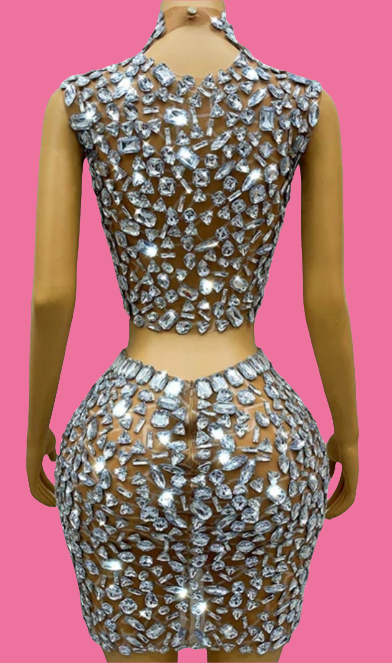 COCOMONEY Crystal Mesh Two-Piece Set