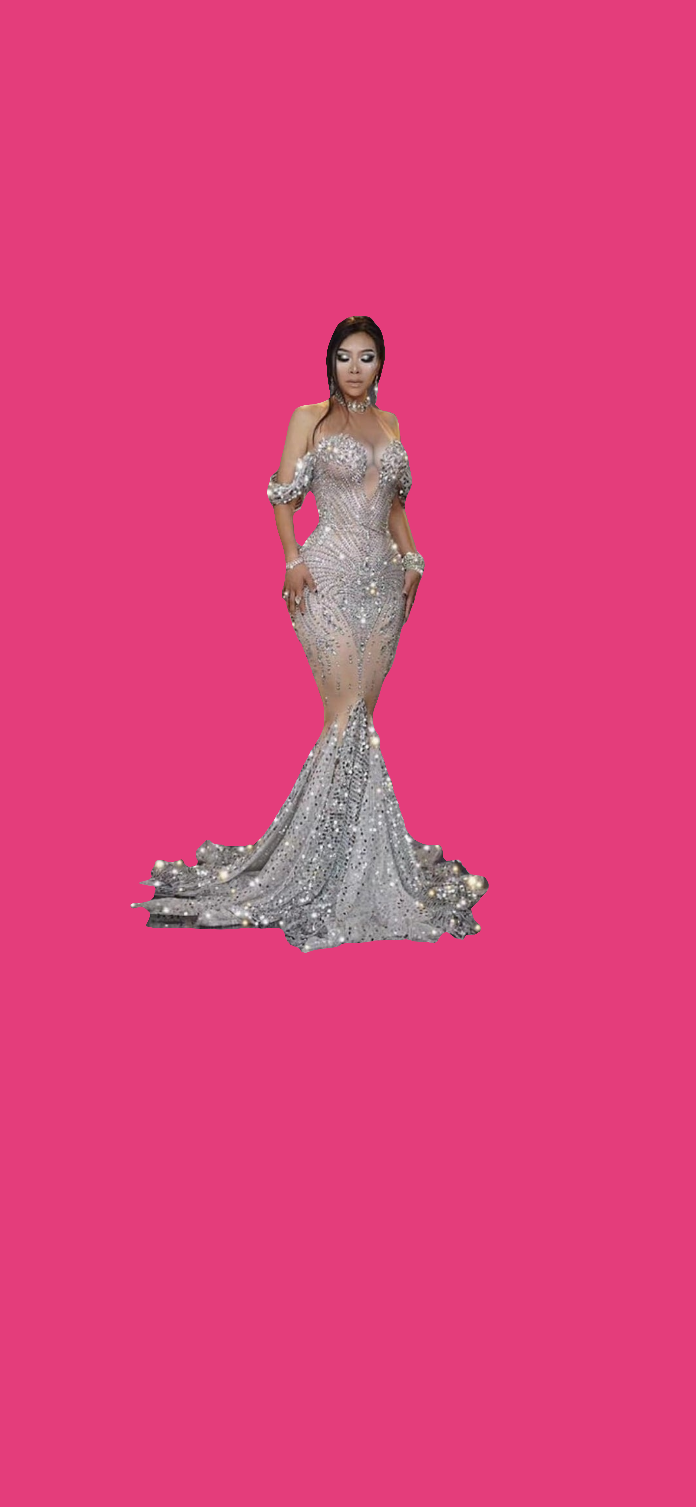 Women Off The Shoulder Mermaid Dress Rhinestone