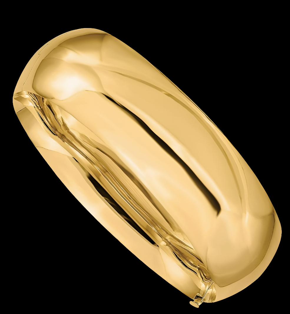 COCOMONEY 14K Solid Yellow Gold 20.65mm Oversize Hinged Bangle Bracelet