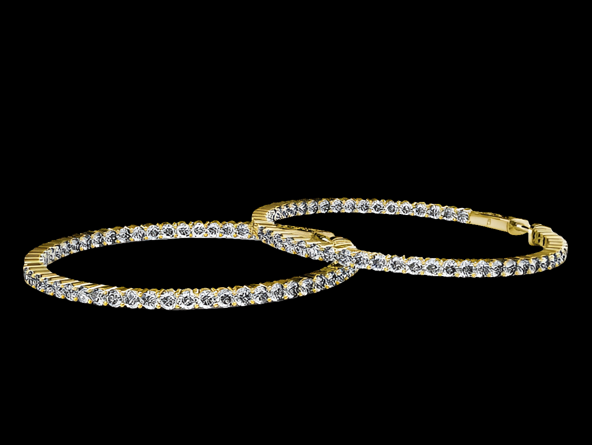14K Natural Diamond Inside-Out Hoop Earrings (SI2-I1-Clarity, G-H-Color) 3.00 ctw 14K Yellow Gold