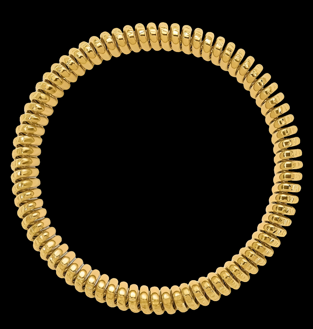 COCOMONEY 14K Solid Yellow Gold Stretch Wrap Bracelet