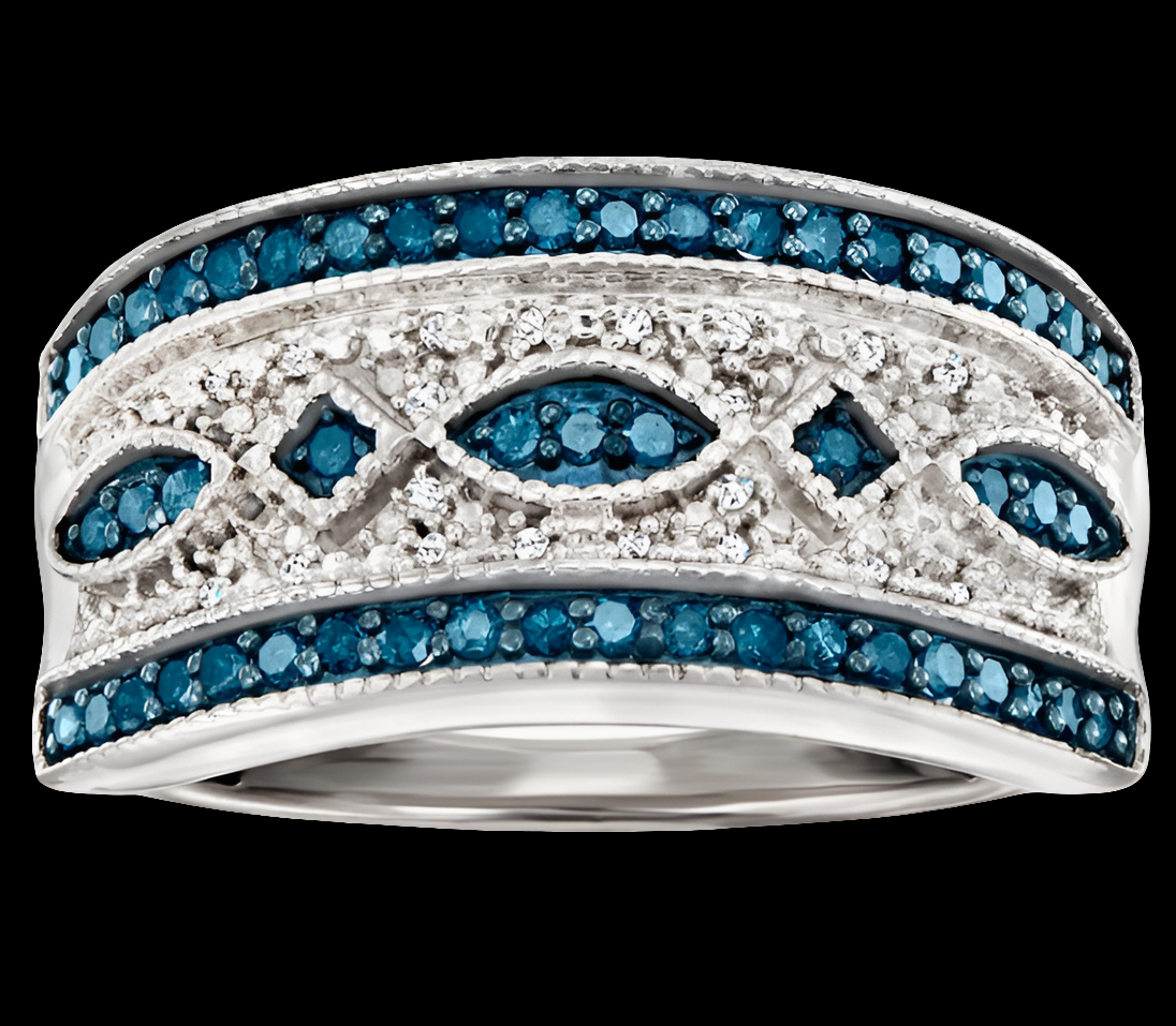 0.50 ct. t.w. Blue and White Diamond Ring in Sterling Silver