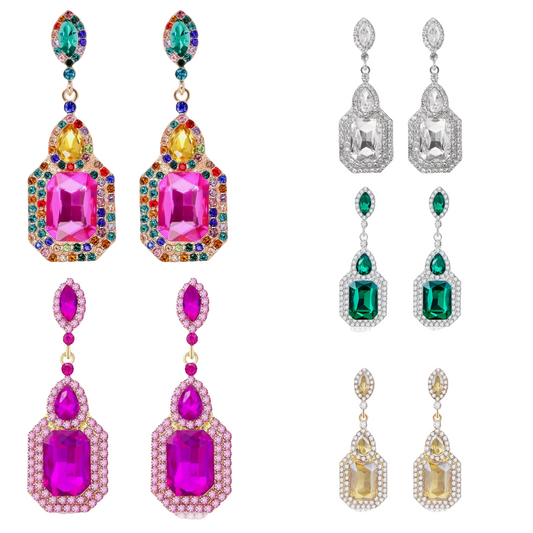 Rhinestone Statement Earrings, Luxury Crystal Chandelier Drop Dangle Earring, Costume Chandelier Drop Earrings for Women Wedding