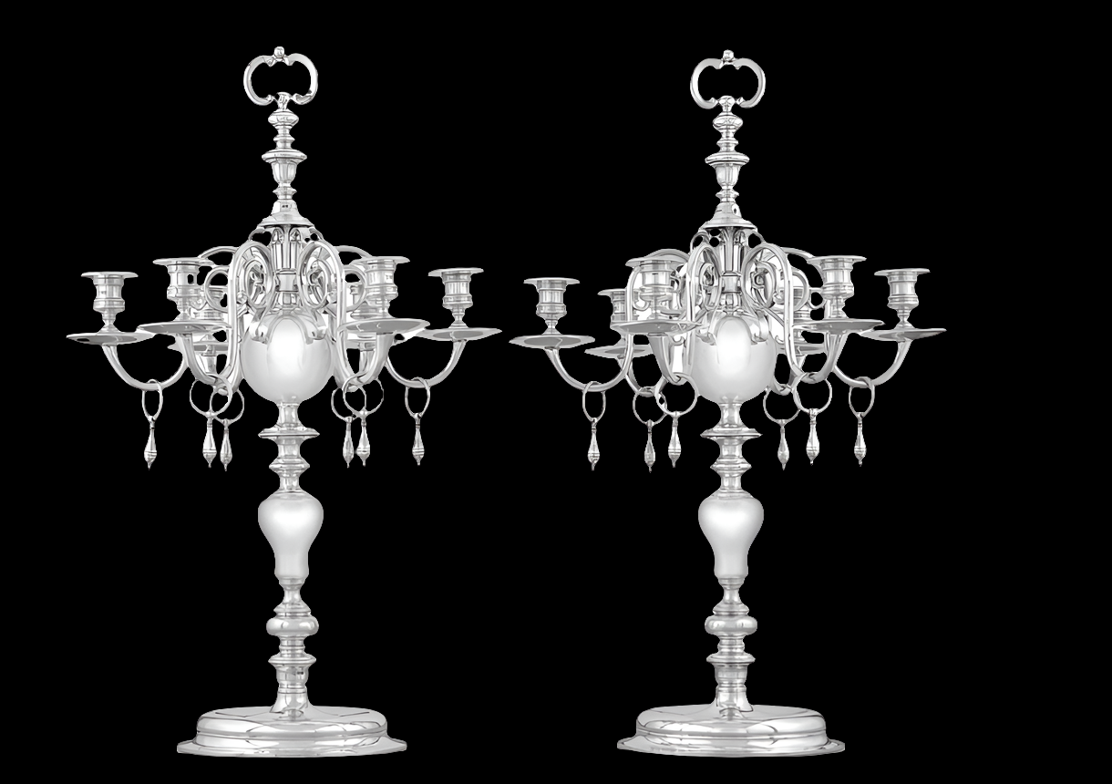 2pcs- Pair of Silver Candelabra by Thomas Bradbury elegant and fun a stunning masterpiece of candle holders from the 1930s