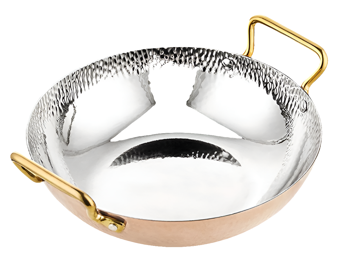 Gold plated Stainless Steel Omelet Pan with Gold Plated Handles - Spanish Paella Dish Pan Frying Pans 10/11/12inch Uncoated Non Stick Pot for Home Restaurants & Catering