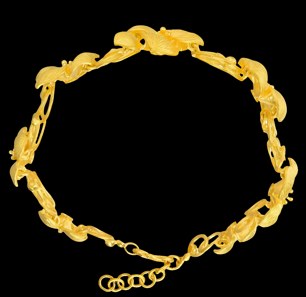 COCOMONEY 999.9 24K Solid Gold Price-by-Weight 34.06g Gold Bridal Blossom Hydrangea Flower Bracelet for Women 84306B | 8.2 Inches, (21 CM)
