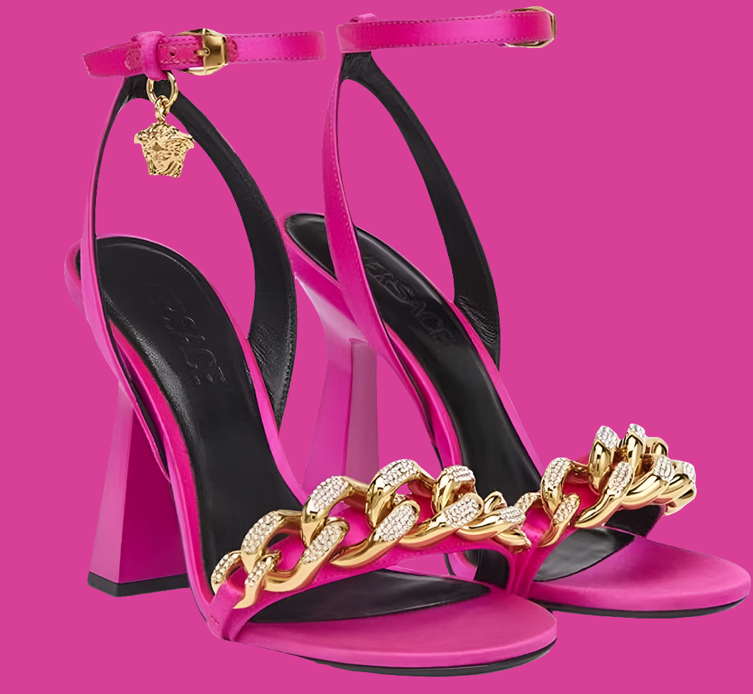 Versace Medusa 110mm Chain High Heeled Sandals
Deep Fuchsia Satin