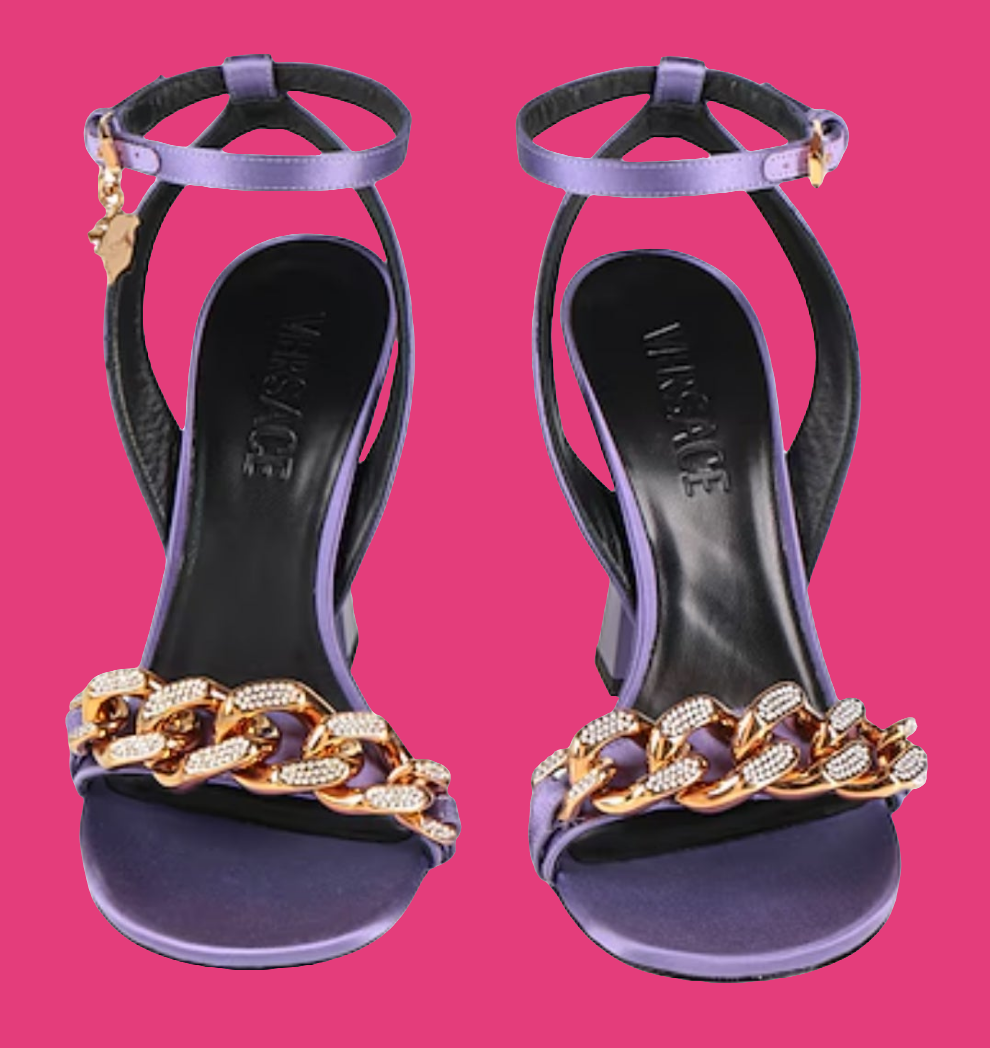 Versace Medusa 110mm Chain High Heeled Sandals
Deep Fuchsia Satin