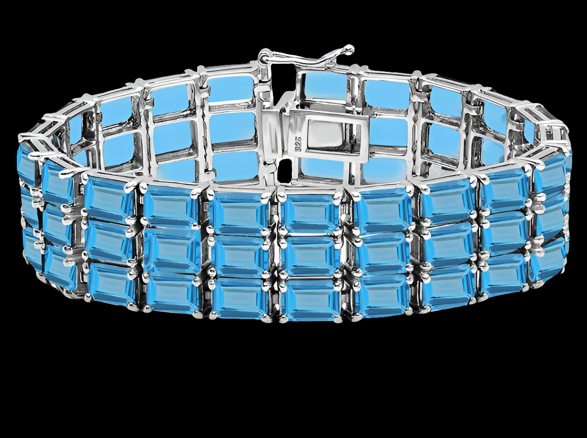 Emerald Gemstone Ladies Tennis Bracelet, Sterling Silver