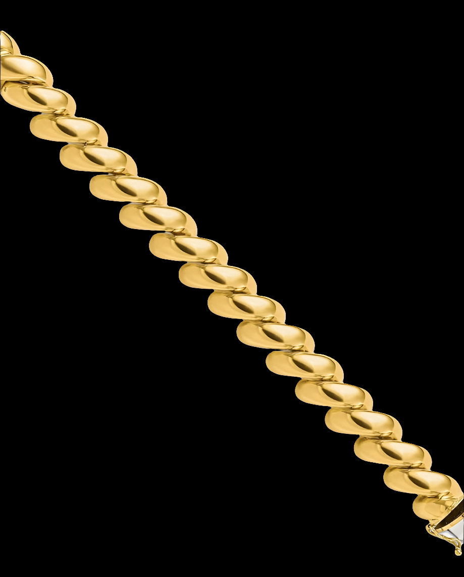 COCOMONEY 14K Solid Yellow Gold San Marco Chain Bracelet