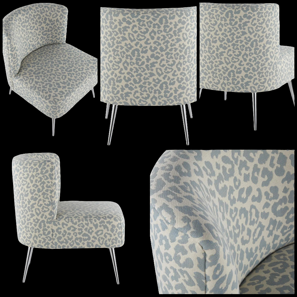 Armless Chair, Leopard Fabric Accent Chair for Living Room, Comfy Chair for Bedroom, Contemporary Chair