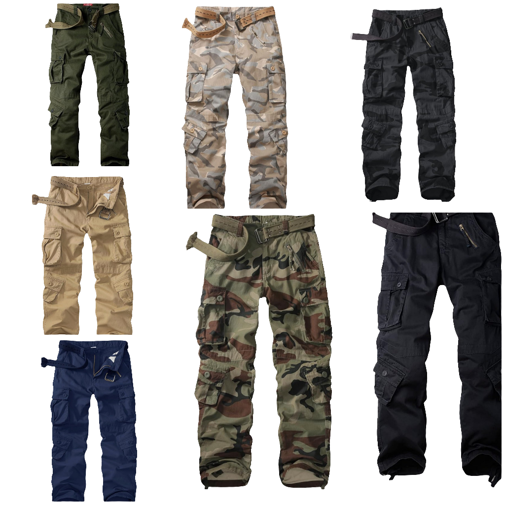 Casual Combat Pants, Tactical Wild Army Combat ACU Rip Stop Camo Cargo Work Pants Trousers with 8 Pockets