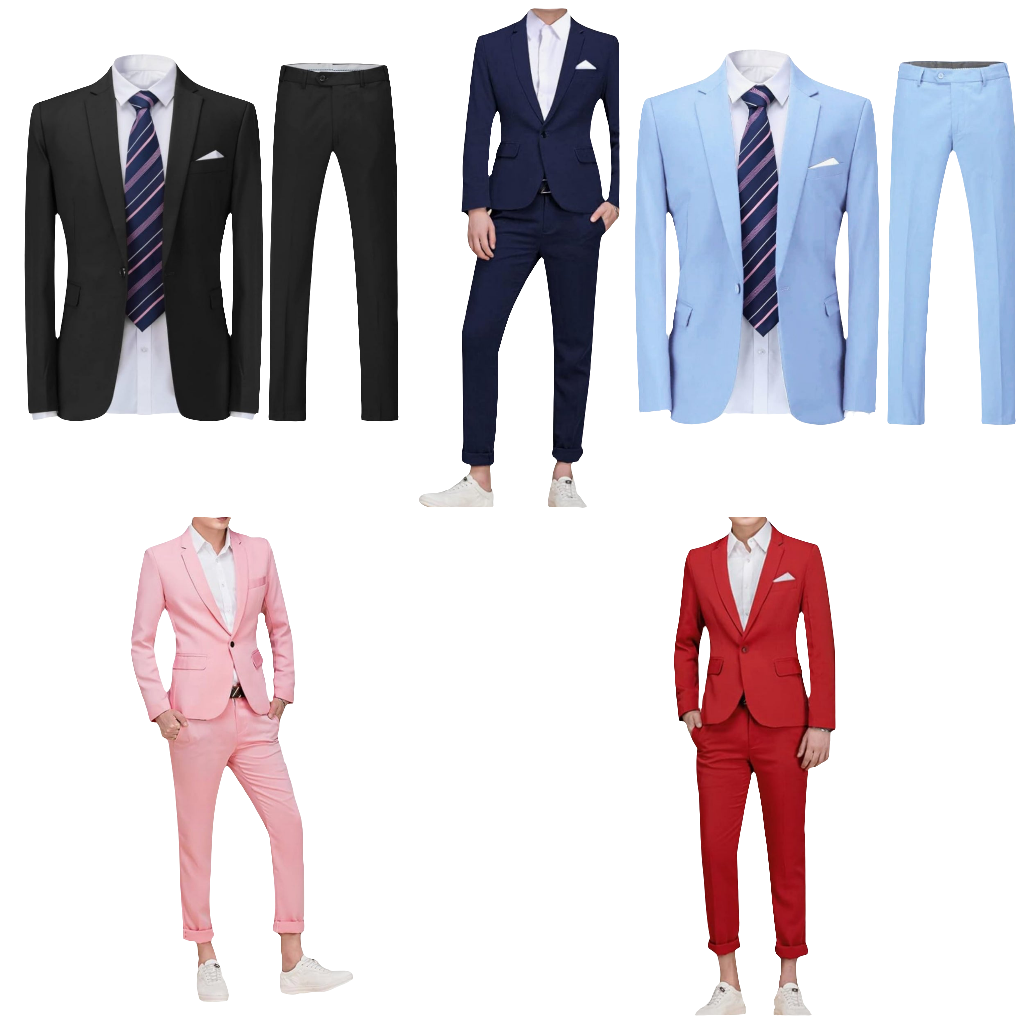 Men's Suit Single-Breasted One Button Center Vent 2 Pieces Slim Fit Formal Suits