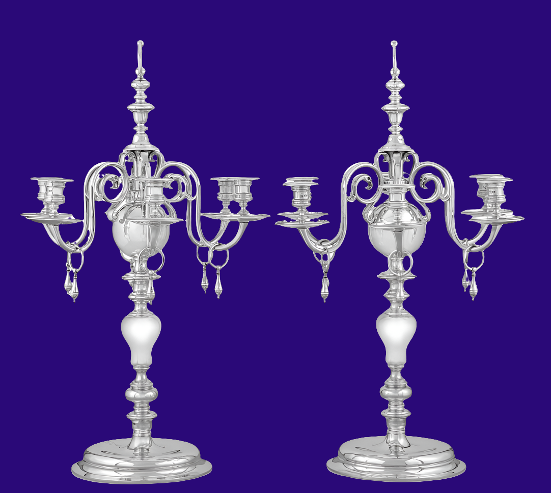 2pcs- Pair of Silver Candelabra by Thomas Bradbury elegant and fun a stunning masterpiece of candle holders from the 1930s