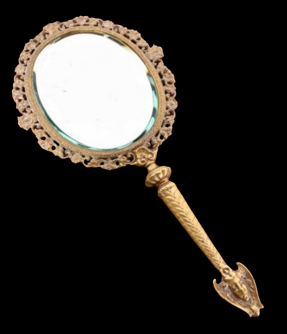 Antique Tiffany & Co. Bronze Doré Medusa Vanity Hand Mirror, Circa 1910