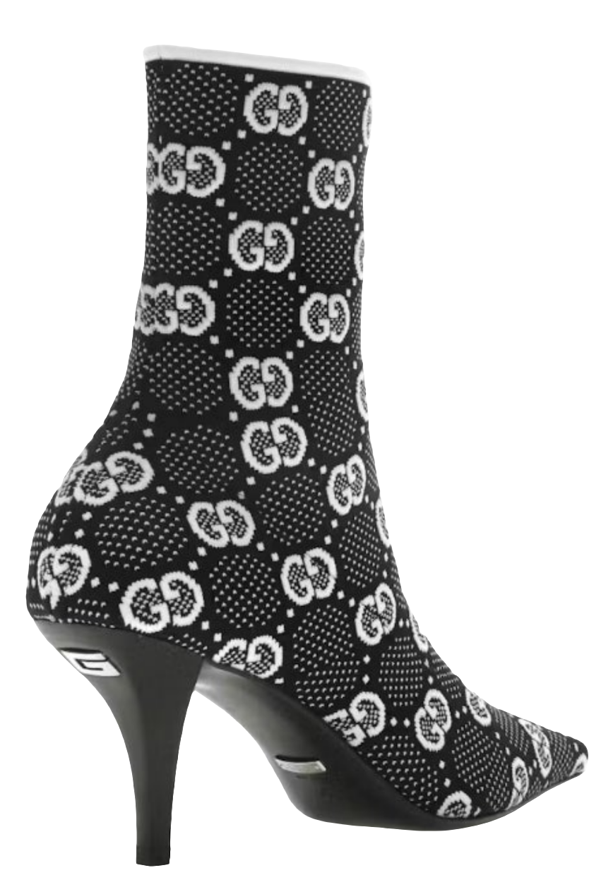 Gucci GG 75mm Ankle Boots Black/White fabric