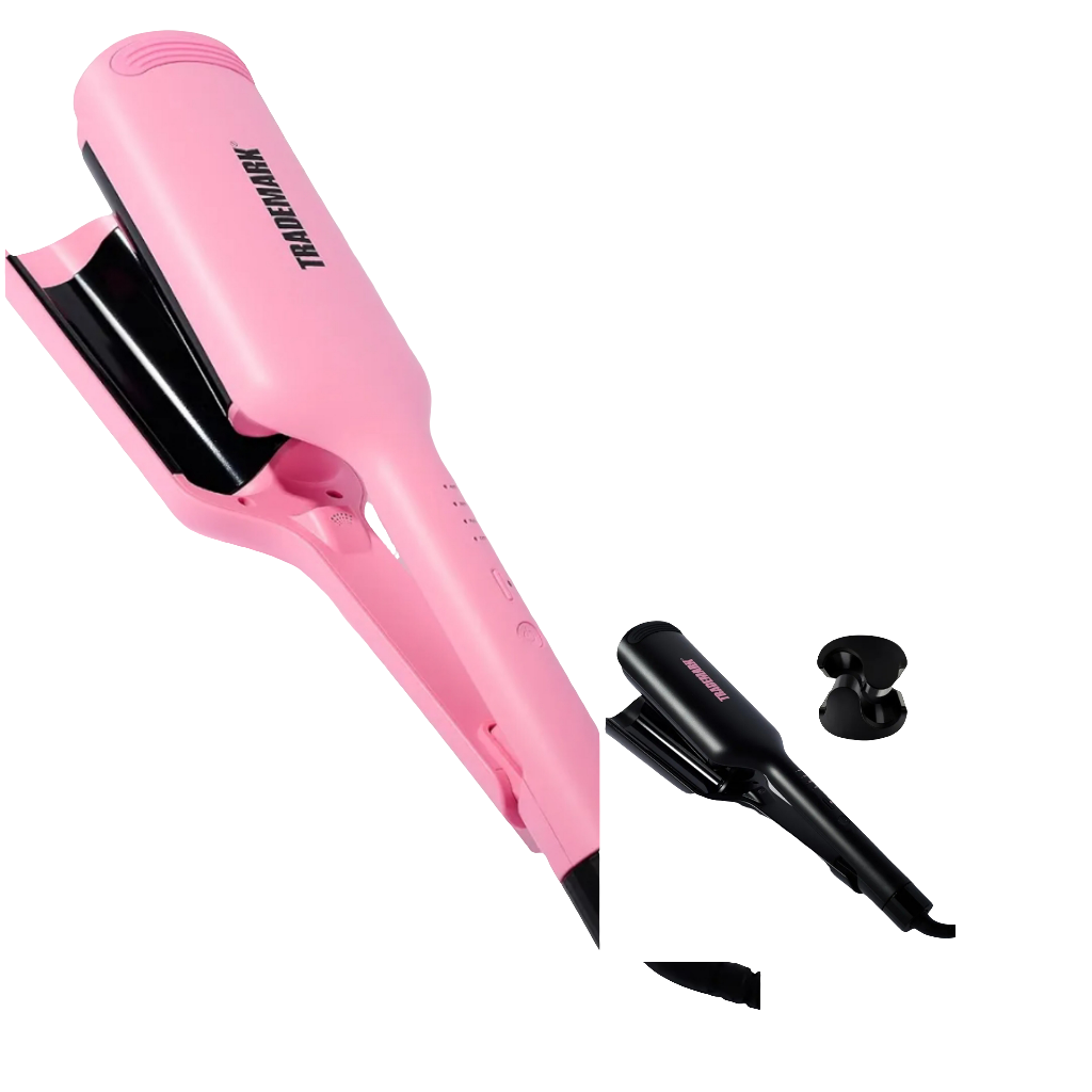 Double Barrel Hair Crimper, Beach Waves Curling Iron, Babe Waves X, Adjustable Temperature Hair Curler, Hair Styling Tools, 1.25" - Pink