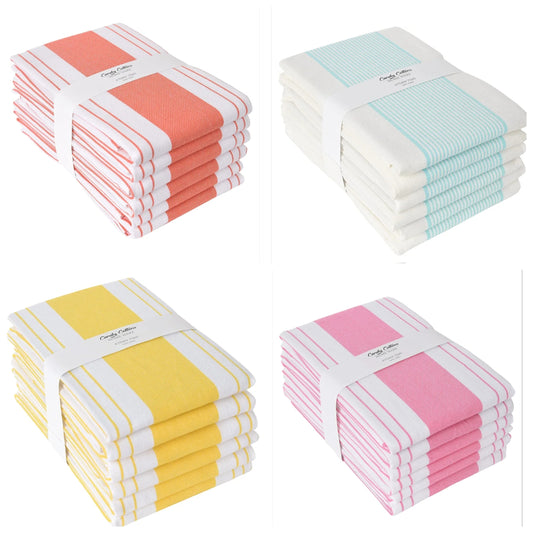 6 Stripe Kitchen Towels Decor Mordern Design Centreband Tea Dish Towels Boho Stripe Absorbent Festive Gift Set of 6 Pantry Reusable Kitchen Dish Towel|Easter Spring Decor 18x28 Inch