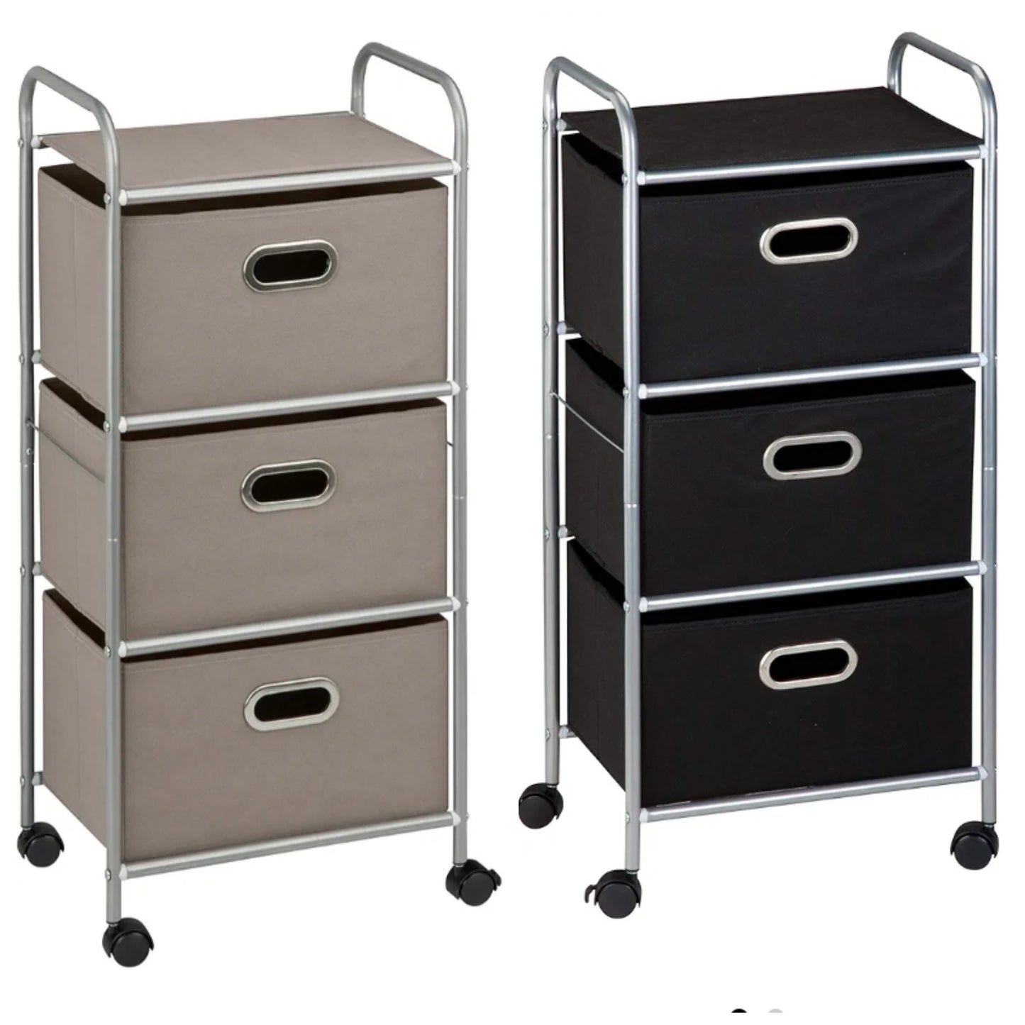 3 Drawer Rolling Cart - Gray CRT-06248 Grey 11.5 in L x 16.125 in W x 35.5 in H (29.2 cm L x 41 cm W x 90.2 cm H)