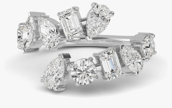 COCOMONEY 8 Carat (ctw) White Gold Round, Marquise, Emerald,Pear Cut LAB GROWN Diamond Stackable Ring (Color E-F Clarity VS2-SI1)