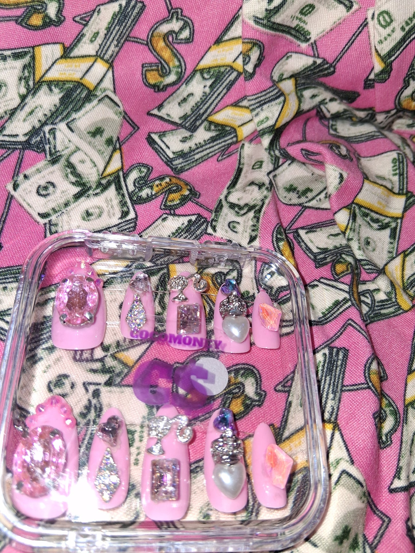 COCOMONEY NAILS CUSTOM 1 OF 1 GLUE ON PRESS ON COMES WITH FREE GIFTS #b78