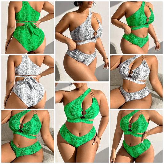Plus Size Printed Bikinis, 2pcs Set Summer COCOMONEY