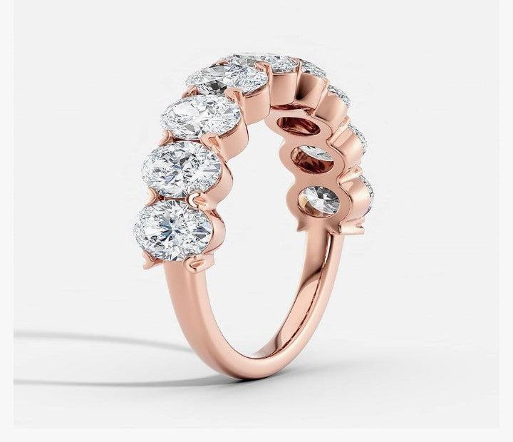 COCOMONEY IGI Certified 3 1/4 Carat Oval Shape Lab Grown Diamond Semi Eternity Wedding Band Ring for Women in 14k Gold (G-H, VS-SI, cttw) Anniversary Promise Stackable Band Ring Size 4 to 9 by Diamond Wish