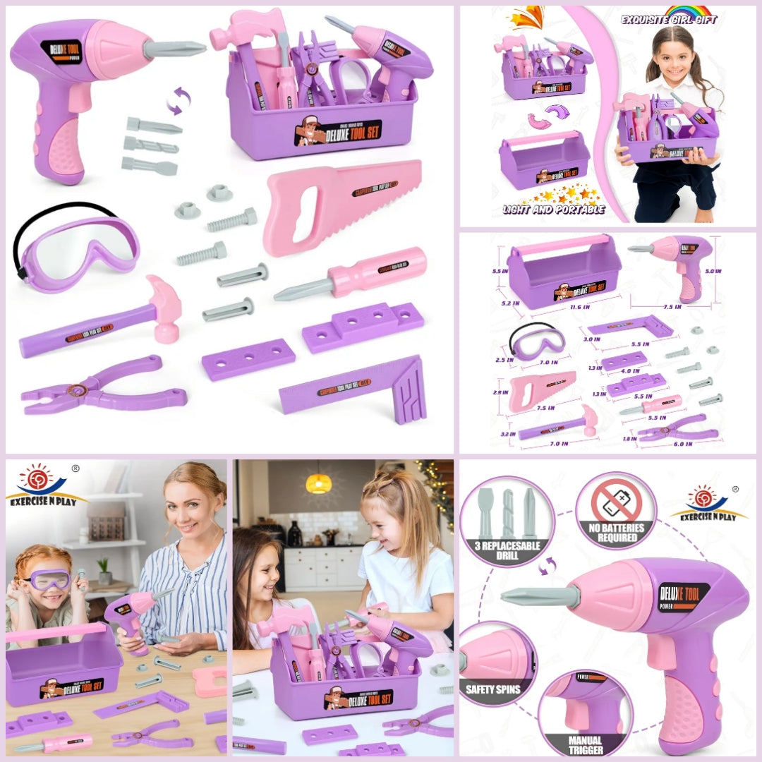 Kids Tool Set - Tool Box, Pretend Play Kids Construction Tool Kit, for Boys, and Girls Ages 3 and Up 6 Sets to choose from choose below