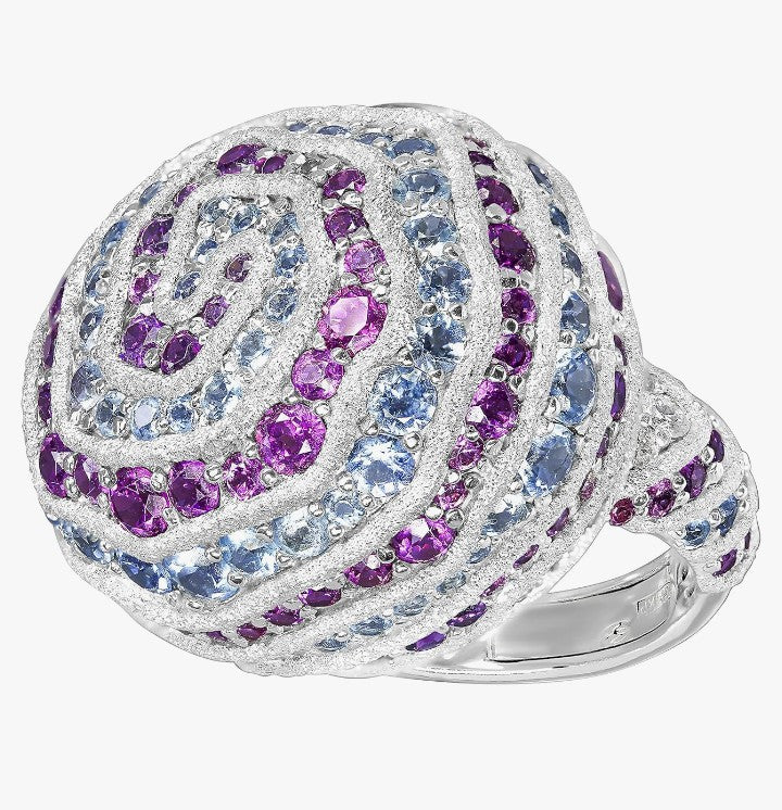 COCOMONEY Ring 18k White Gold With 0.15ct Diamonds, 2.80ct Tourmaline and 7.60ct Aquamarine