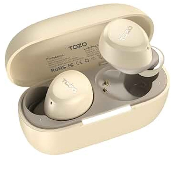 TOZO A1 Mini Wireless Earbuds Bluetooth 5.3 in Ear Light-Weight Headphones Built-in Microphone, IPX5 Waterproof, Immersive Premium Sound Long Distance Connection Headset with Charging Case,