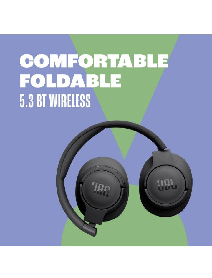 Tune 720BT - Wireless Over-Ear Headphones with JBL Pure Bass Sound, Bluetooth 5.3, Up to 76H Battery Life and Speed Charge, Lightweight, Comfortable and Foldable Design (Black)