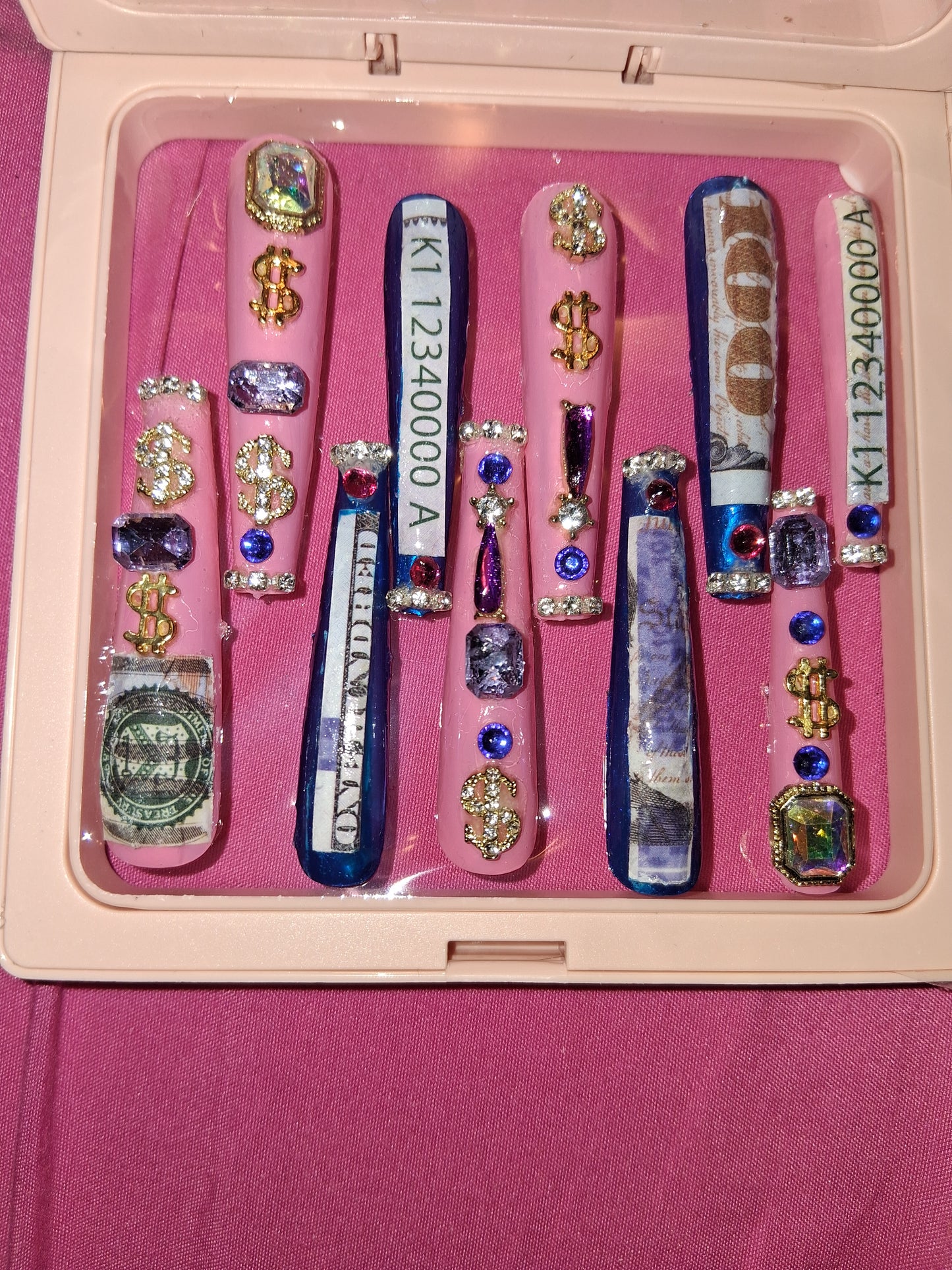 COCOMONEY NAILS CUSTOM 1 OF 1 GLUE ON PRESS ON COMES WITH FREE GIFTS #o46