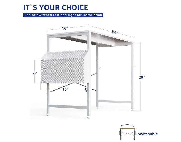 Pamray 32 Inch Computer Desk Small Spaces Desk with Storage Bag for Bedroom Writing and Home Office Work Small Study Desk Table