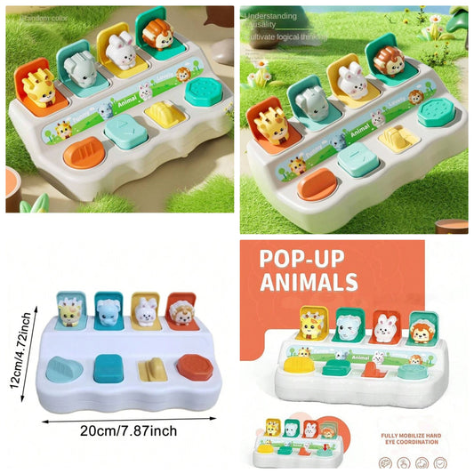 Peek-A-Boo Cause-And-Effect Popup Press & Play Toy, Baby Switch Box Exercise Grip And Cognitive Early Education Puzzle Infant Toys abs