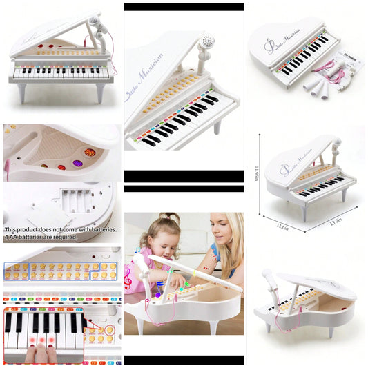 Piano Keyboard Toy For Kids 31 Keys White Multifunctional Electronic Toy Piano With Microphone For Baby Toddler Birthday Gift Toy For 3 4 Year Old