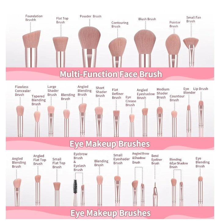 Makeup Brush Set 49 Pcs Makeup Tool Set Premium Synthetic Foundation Powder Concealers Eye shadows Blush Makeup Brushes (Pink, 49 Piece Set)