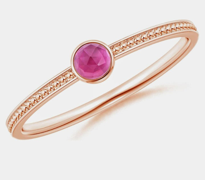 COCOMONEY Natural Pink Tourmaline Solitaire Ring for Women in Sterling Silver / 14K Solid Gold | Birthday, Engagement, ANNIVERSARY WHENEVER