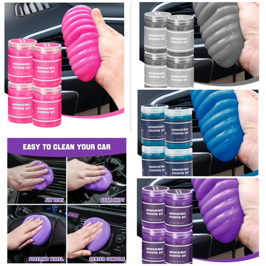 4 Pack Car Cleaning Gel, Pink Car Cleaning Putty, Universal Auto Detailing Tools Car Slime for Air Vent, Dashboard and Keyboard, Auto Accessories