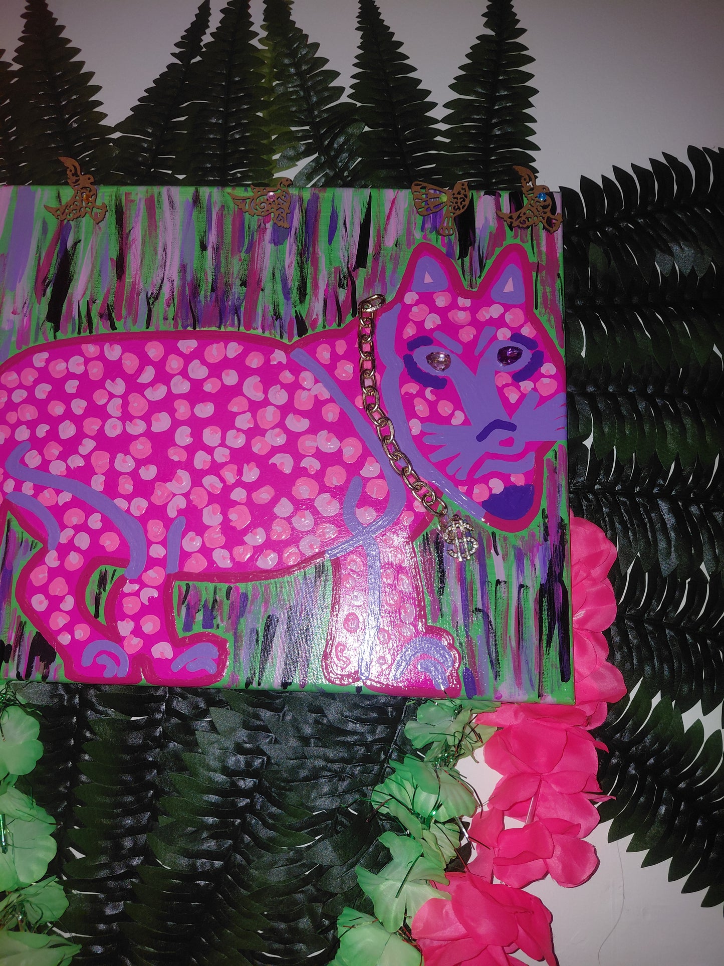COCOMONEY ART 🎨 IN THE WILD LEOPARD PAINTING 47×46in INCHES CUSTOM 1 OF A KIND PIECE SIGNED C$ COCOMONEY AS SEEN ON YOUTUBE AND TIKTOK