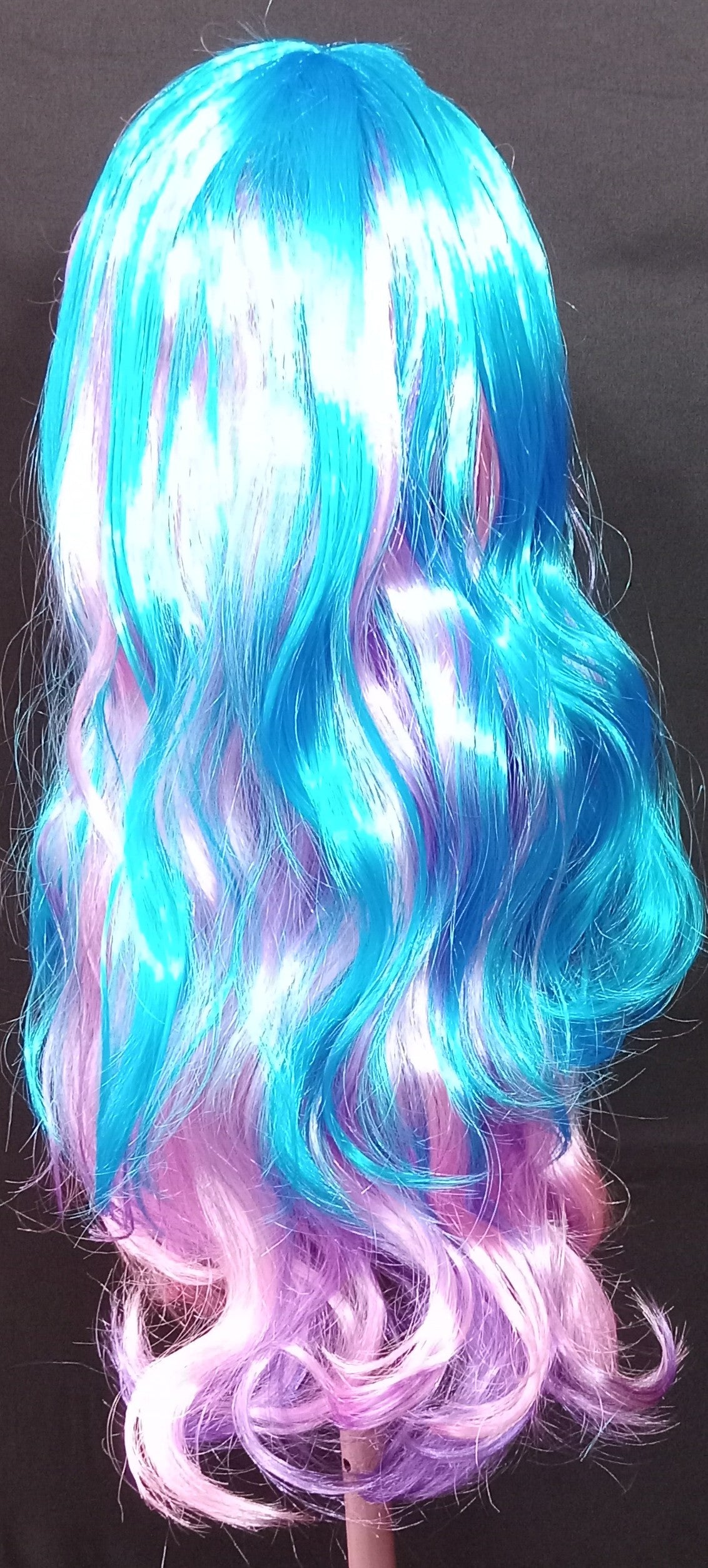 COCOMONEY WIG PINK BLUE LONG WAVY SYNTHETIC COSTUME