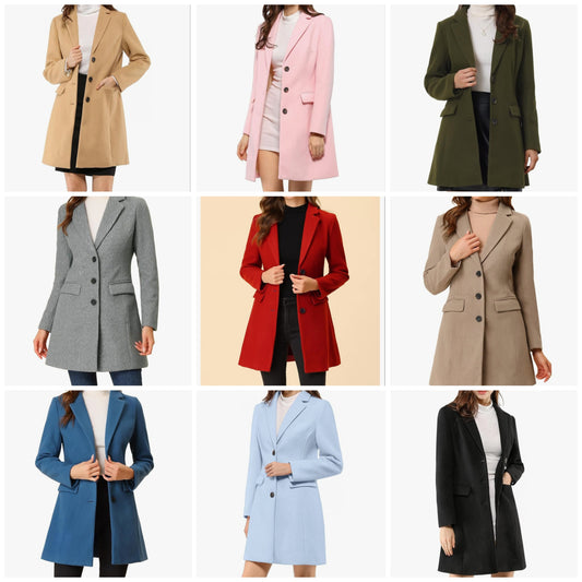 Pea Coat Single Breasted Long Winter Coats for Women