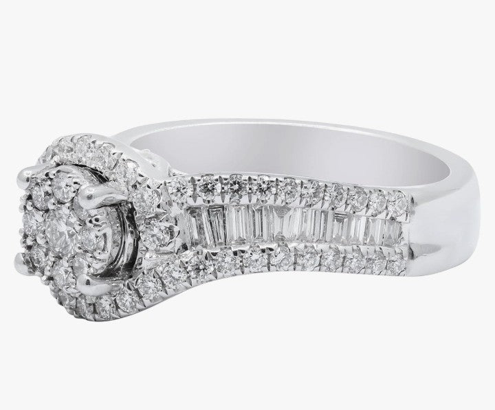 COCOMONEY Stunning 0.860Ctw Diamond 18K Gold Ring Women Natural Diamond Halo Vintage Ring April Birthstone Engagement Rings Mother's Day Jewelry Ring