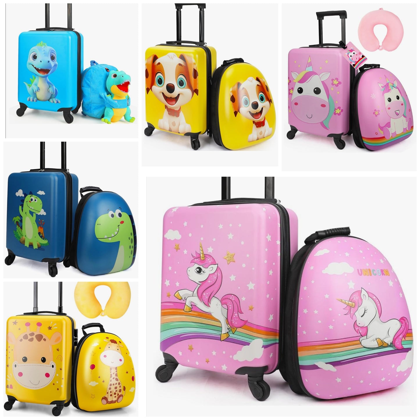 Kids Giraffe Luggage Set - Girls' Suitcases With Wheels, Toddler Travel Luggage