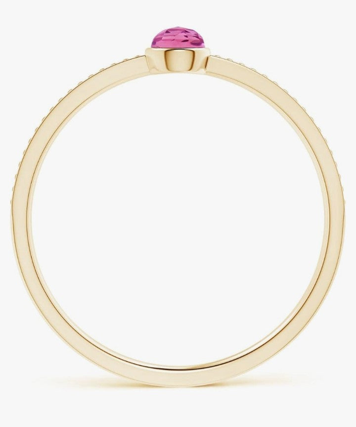 COCOMONEY Natural Pink Tourmaline Solitaire Ring for Women in Sterling Silver / 14K Solid Gold | Birthday, Engagement, ANNIVERSARY WHENEVER
