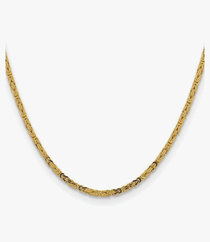 COCOMONEY 14k Gold 2.5mm Byzantine Chain Necklace